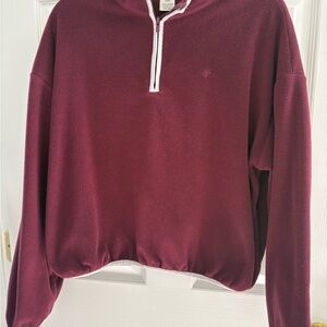 PINK Victoria's Secret Men's Maroon Zip-Up Sweater